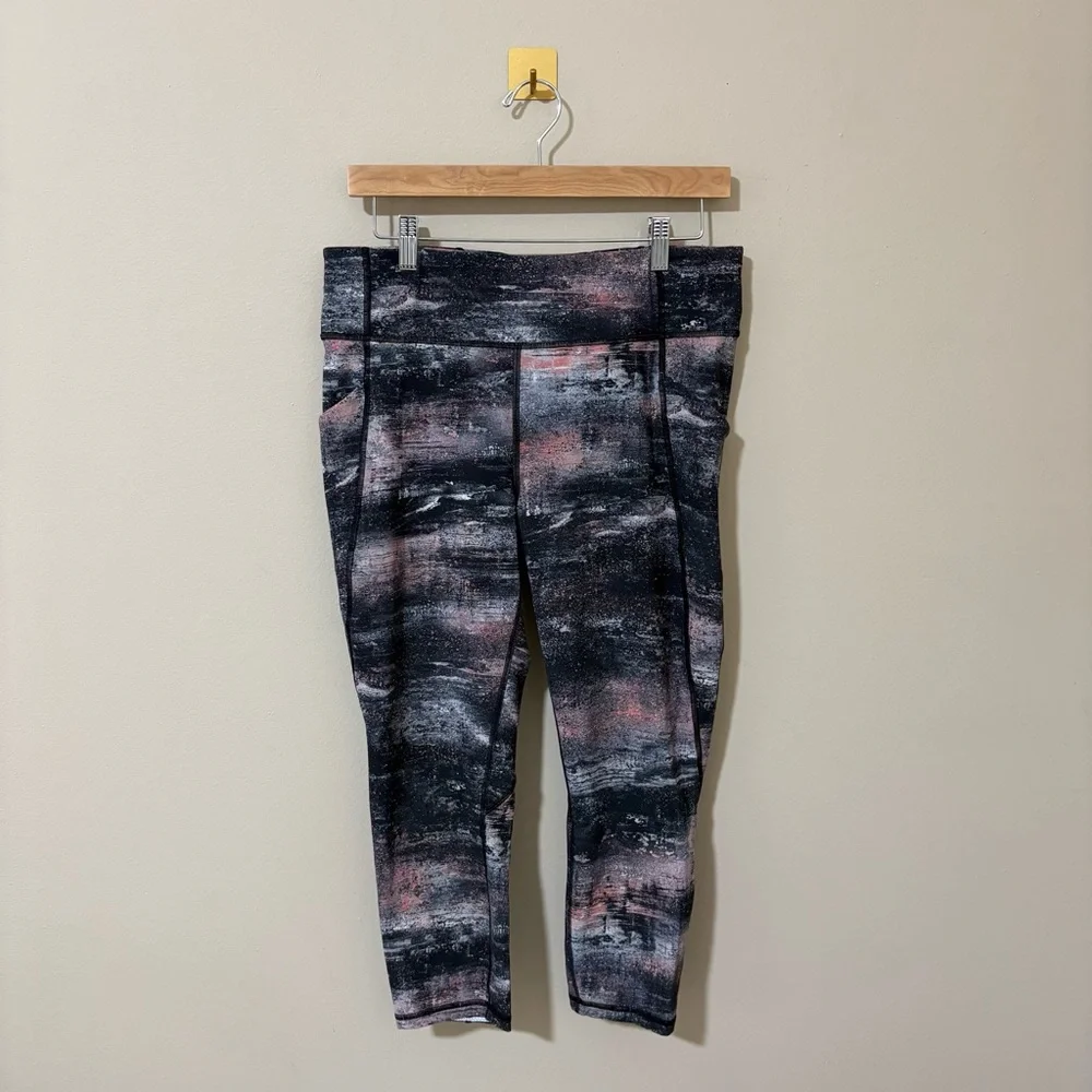 Women’s Size 12 Lululemon Time to Sweat‎ Crop Leggings Azurite Poppy Coral Multi